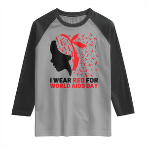 I Wear Red For World AIDS Day Raglan Shirt HIV Awareness Dragonfly Support Gift TS12 Sport Gray Black Print Your Wear