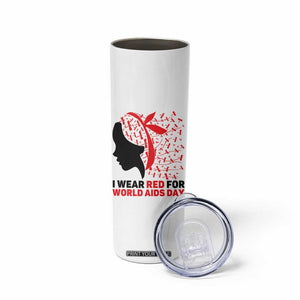 I Wear Red For World AIDS Day Skinny Tumbler HIV Awareness Dragonfly Support Gift TS12 Print Your Wear