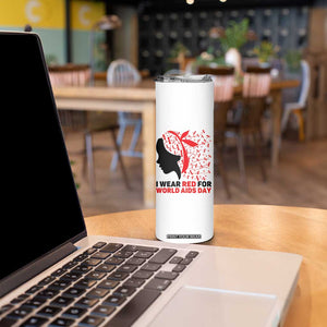 I Wear Red For World AIDS Day Skinny Tumbler HIV Awareness Dragonfly Support Gift TS12 Print Your Wear