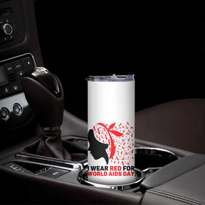 I Wear Red For World AIDS Day Skinny Tumbler HIV Awareness Dragonfly Support Gift TS12 Print Your Wear