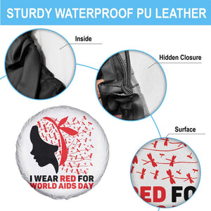 I Wear Red For World AIDS Day Spare Tire Cover HIV Awareness Dragonfly Support Gift TS12 Print Your Wear