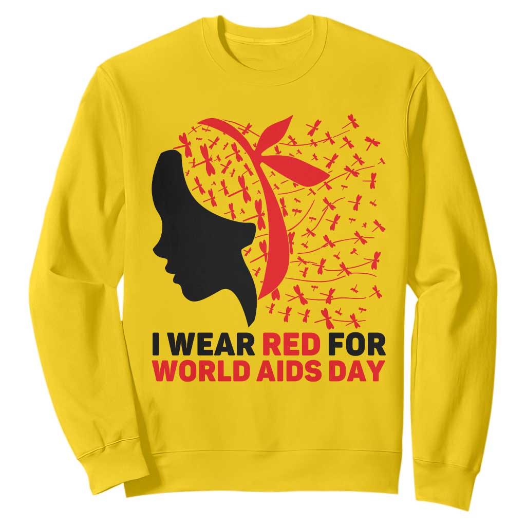 I Wear Red For World AIDS Day Sweatshirt HIV Awareness Dragonfly Support Gift TS12 Daisy Print Your Wear