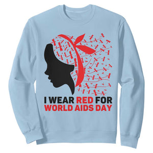 I Wear Red For World AIDS Day Sweatshirt HIV Awareness Dragonfly Support Gift TS12 Light Blue Print Your Wear