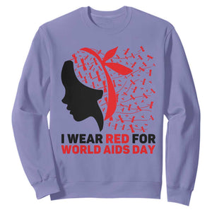 I Wear Red For World AIDS Day Sweatshirt HIV Awareness Dragonfly Support Gift TS12 Violet Print Your Wear