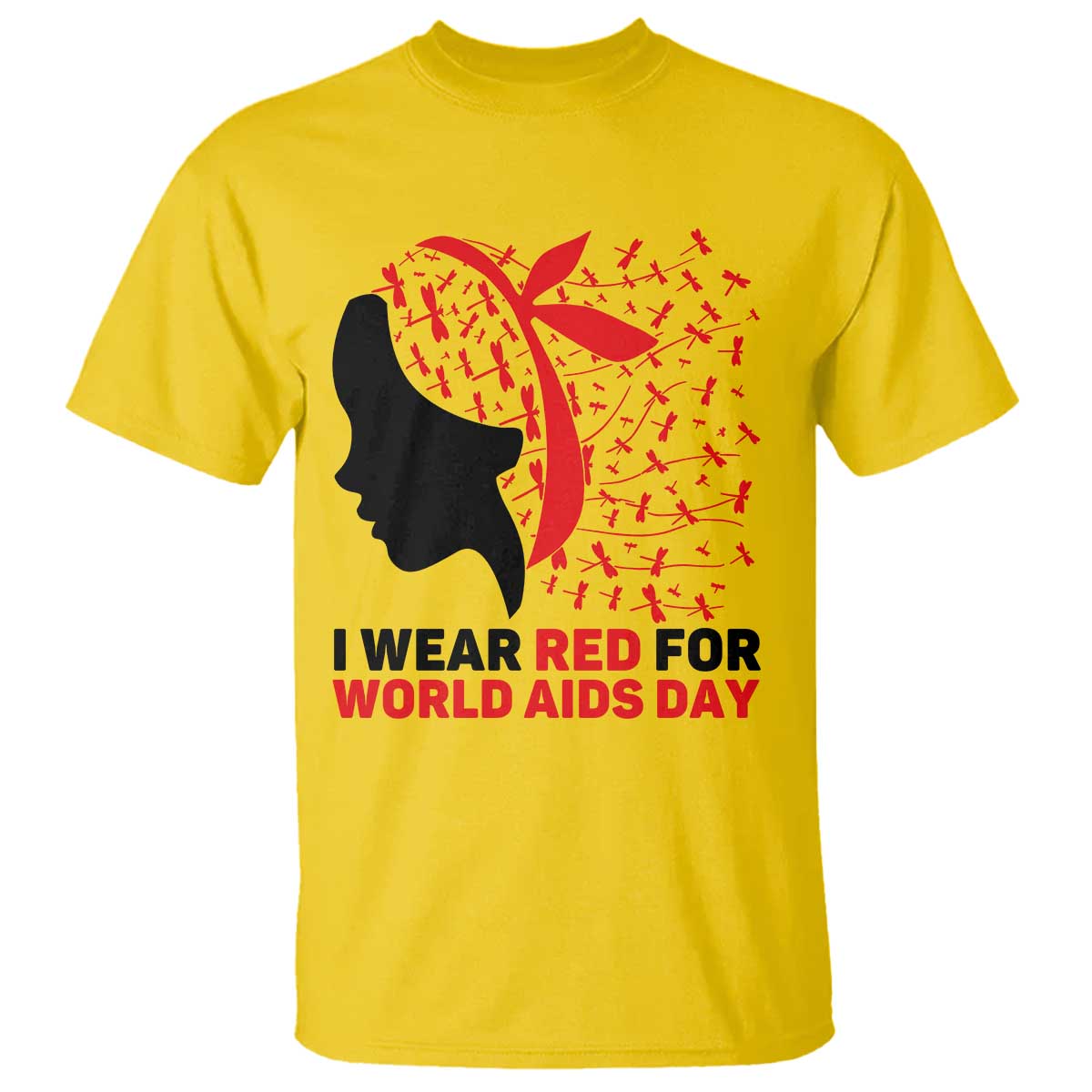 I Wear Red For World AIDS Day T Shirt HIV Awareness Dragonfly Support Gift TS12 Daisy Print Your Wear