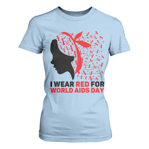I Wear Red For World AIDS Day T Shirt For Women HIV Awareness Dragonfly Support Gift TS12 Light Blue Print Your Wear