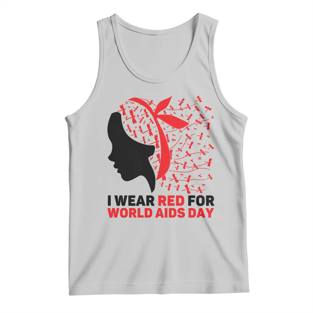 I Wear Red For World AIDS Day Tank Top HIV Awareness Dragonfly Support Gift TS12 Ash Print Your Wear