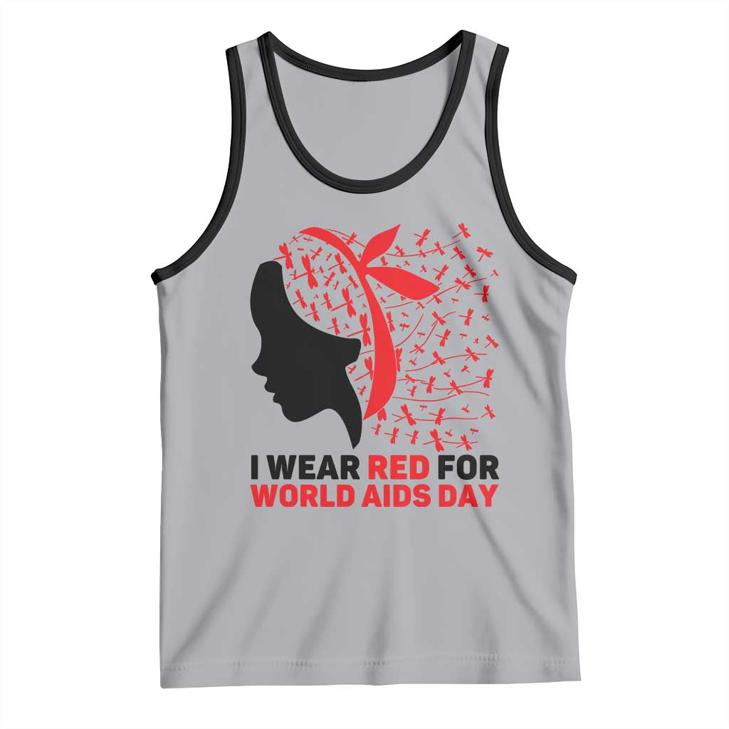 I Wear Red For World AIDS Day Tank Top HIV Awareness Dragonfly Support Gift TS12 Athletic Heather Black Print Your Wear