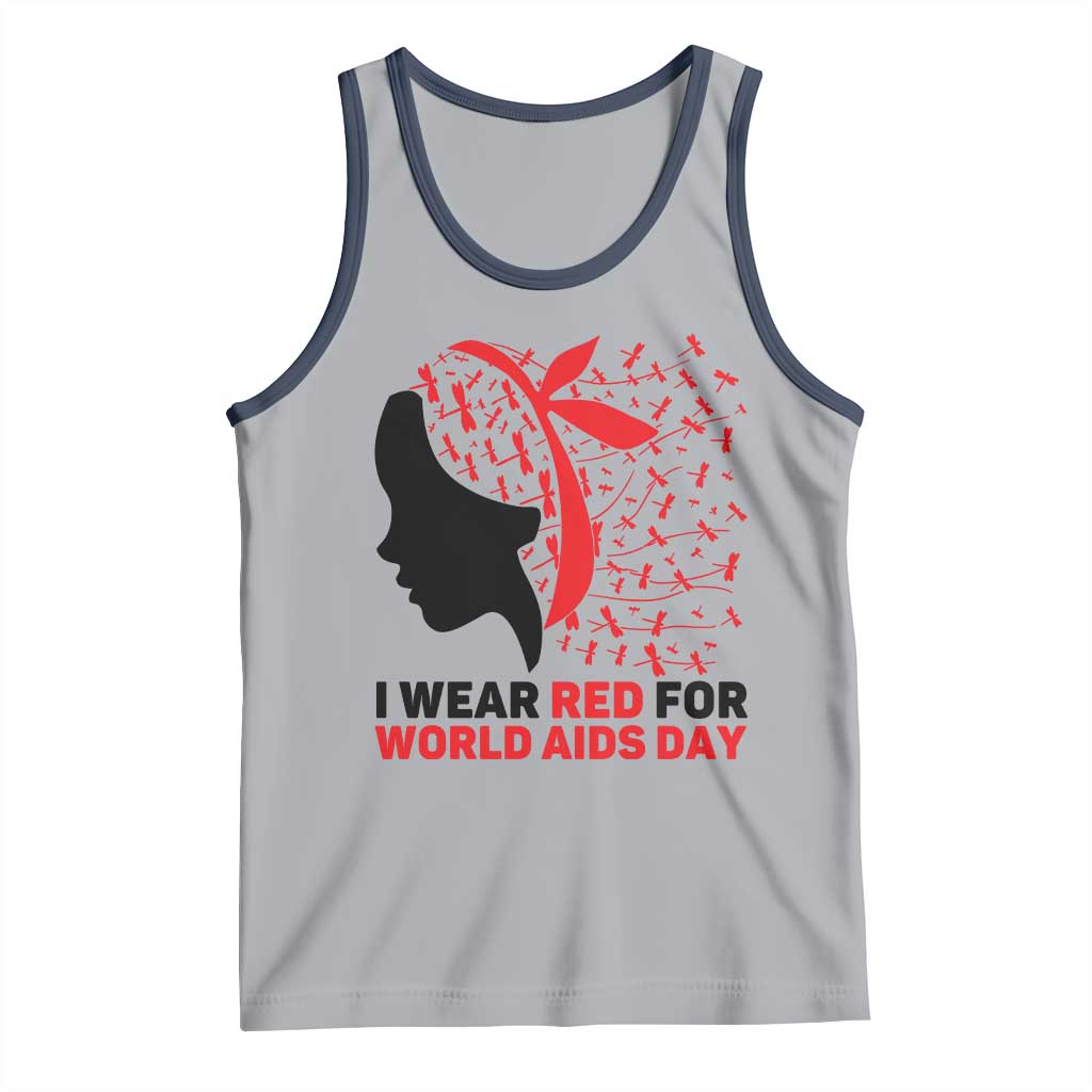 I Wear Red For World AIDS Day Tank Top HIV Awareness Dragonfly Support Gift TS12 Athletic Heather Navy Print Your Wear