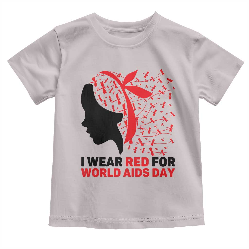 I Wear Red For World AIDS Day Toddler T Shirt HIV Awareness Dragonfly Support Gift TS12 Ice Gray Print Your Wear