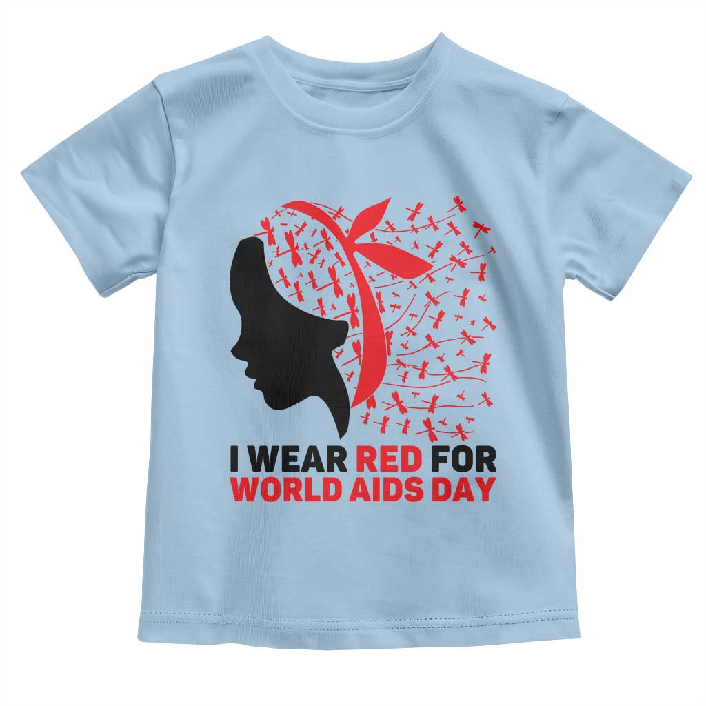 I Wear Red For World AIDS Day Toddler T Shirt HIV Awareness Dragonfly Support Gift TS12 Light Blue Print Your Wear