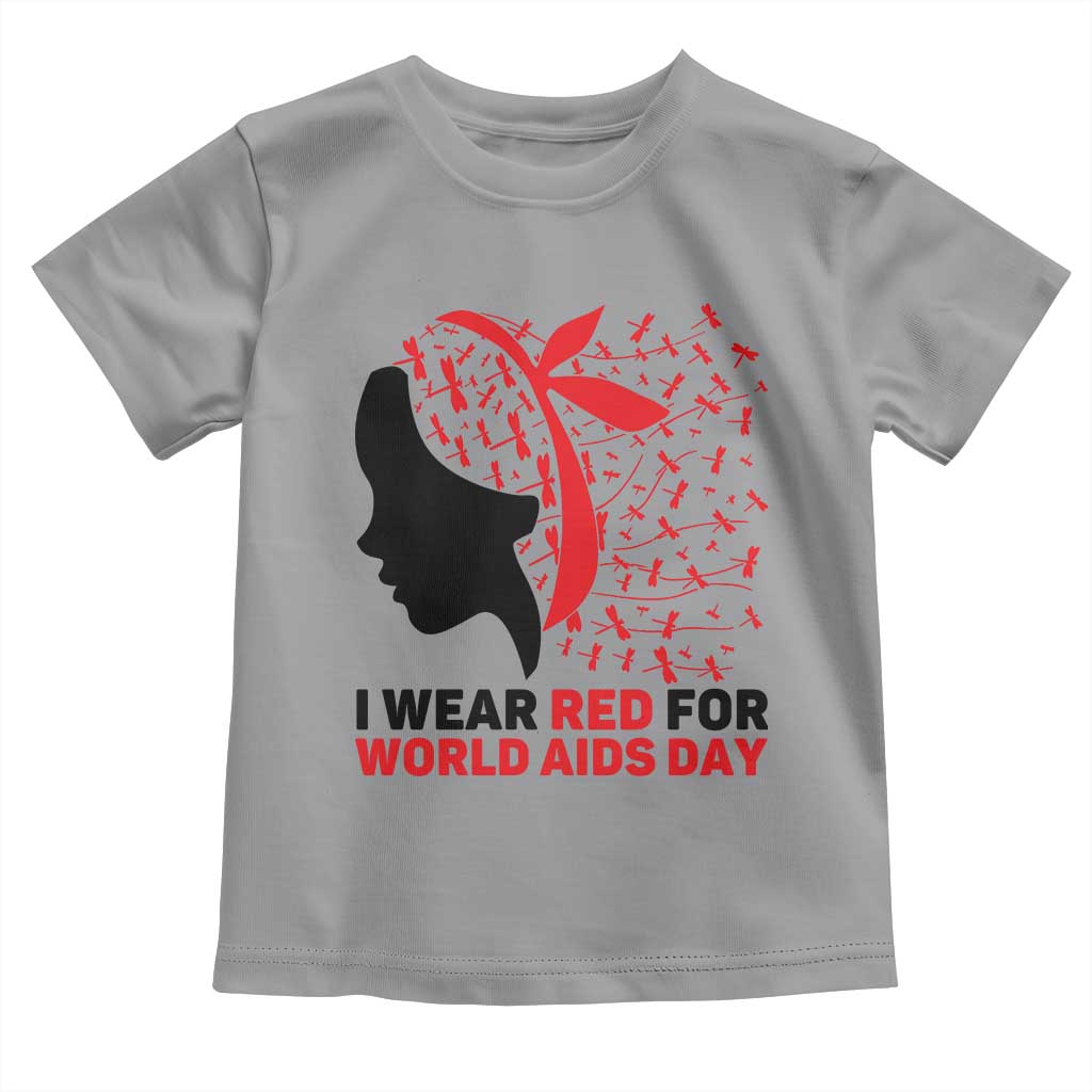 I Wear Red For World AIDS Day Toddler T Shirt HIV Awareness Dragonfly Support Gift TS12 Sport Gray Print Your Wear