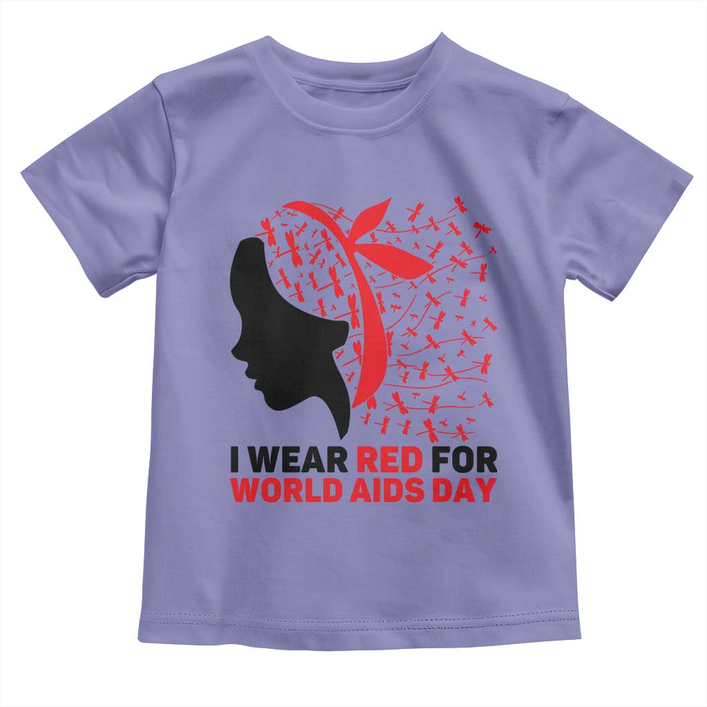 I Wear Red For World AIDS Day Toddler T Shirt HIV Awareness Dragonfly Support Gift TS12 Violet Print Your Wear