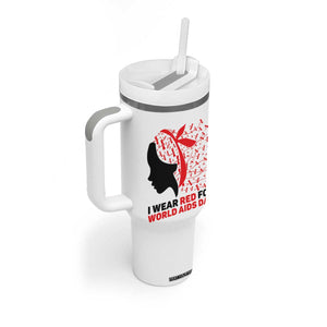 I Wear Red For World AIDS Day Tumbler With Handle HIV Awareness Dragonfly Support Gift TS12 Print Your Wear