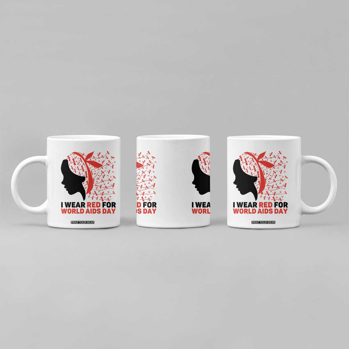 I Wear Red For World AIDS Day Coffee Mug HIV Awareness Dragonfly Support Gift TS12 Print Your Wear