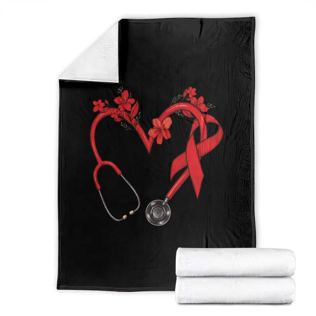 Healthcare Hero HIV Awareness Throw Blanket Red Ribbon Support Gift TS12 Black Print Your Wear