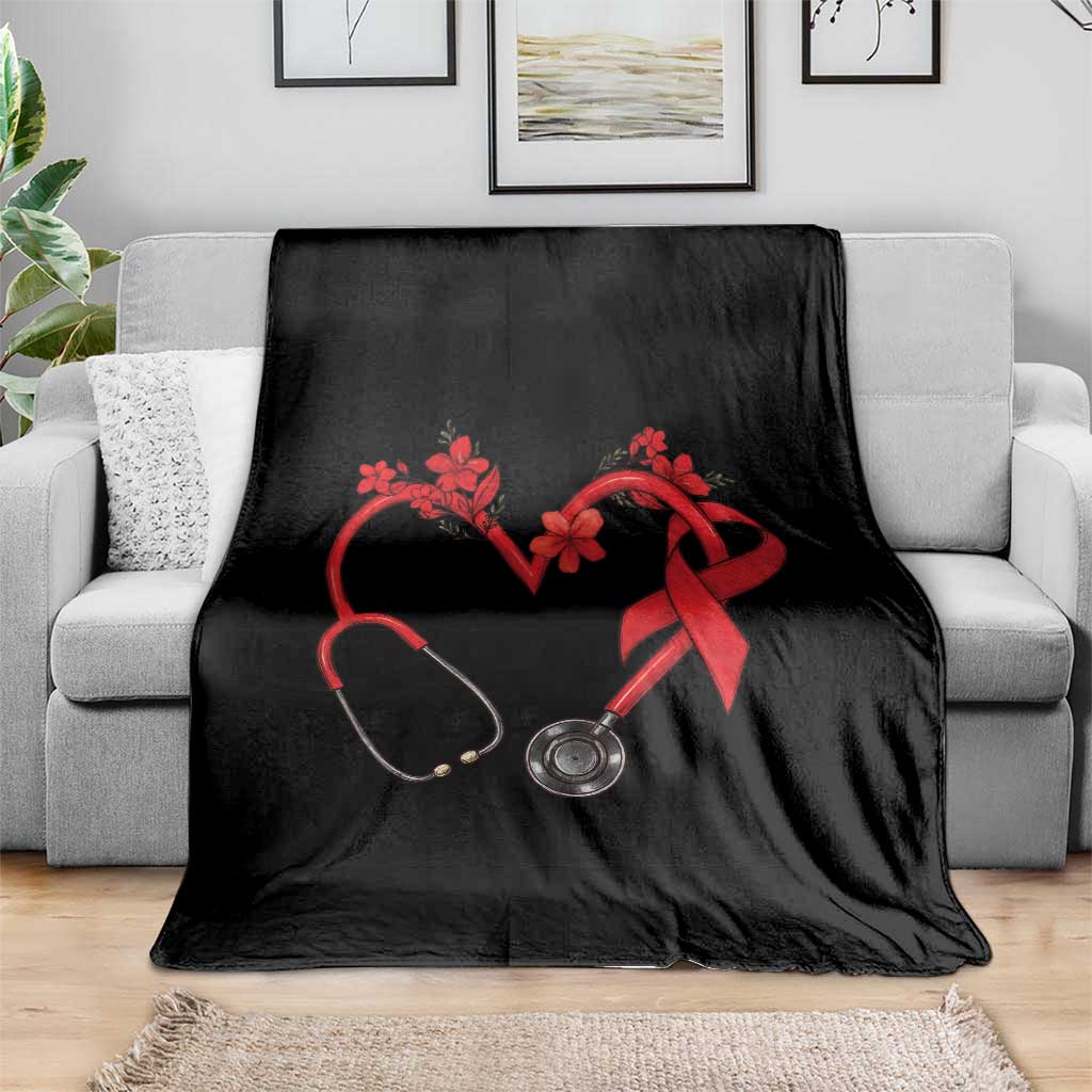 Healthcare Hero HIV Awareness Throw Blanket Red Ribbon Support Gift TS12 Print Your Wear