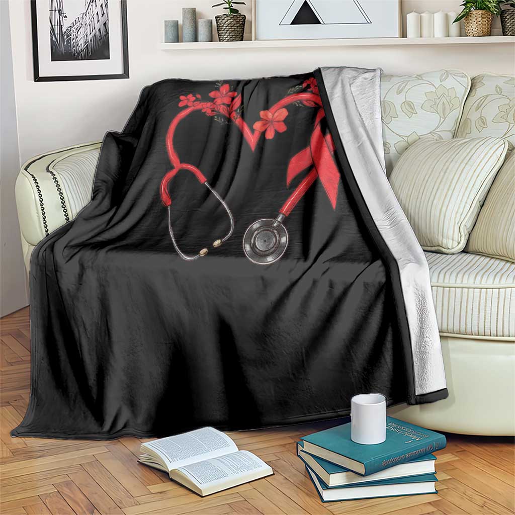 Healthcare Hero HIV Awareness Throw Blanket Red Ribbon Support Gift TS12 Print Your Wear