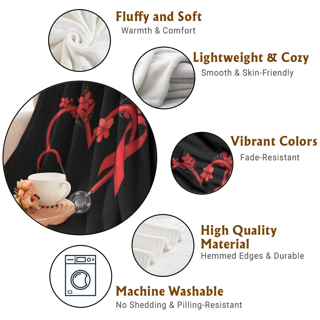 Healthcare Hero HIV Awareness Throw Blanket Red Ribbon Support Gift TS12 Print Your Wear