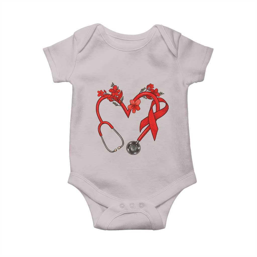 Healthcare Hero HIV Awareness Baby Onesie Red Ribbon Support Gift TS12 Ice Gray Print Your Wear