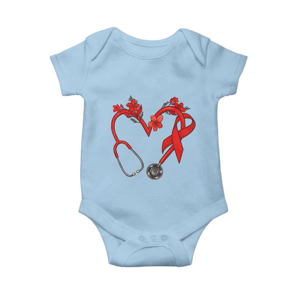 Healthcare Hero HIV Awareness Baby Onesie Red Ribbon Support Gift TS12 Light Blue Print Your Wear