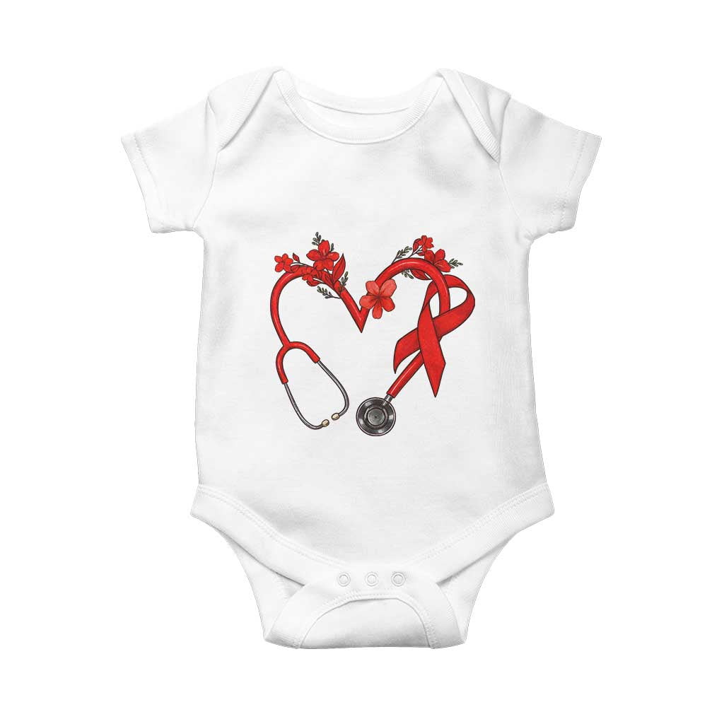 Healthcare Hero HIV Awareness Baby Onesie Red Ribbon Support Gift TS12 White Print Your Wear