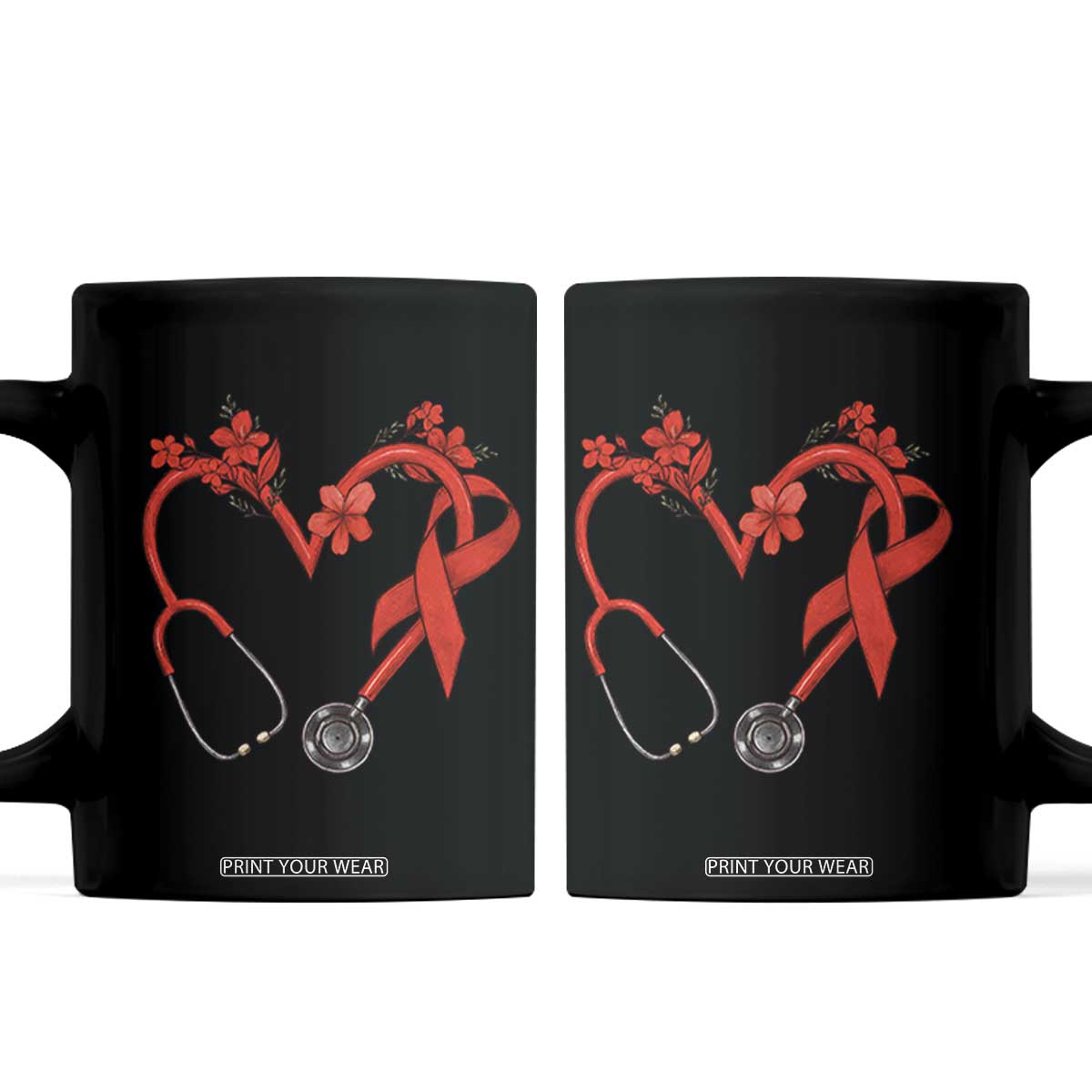 Healthcare Hero HIV Awareness Coffee Mug Red Ribbon Support Gift TS12 Black Print Your Wear