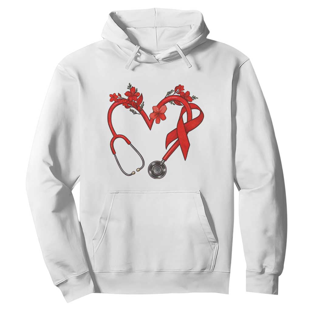 Healthcare Hero HIV Awareness Hoodie Red Ribbon Support Gift TS12 White Print Your Wear