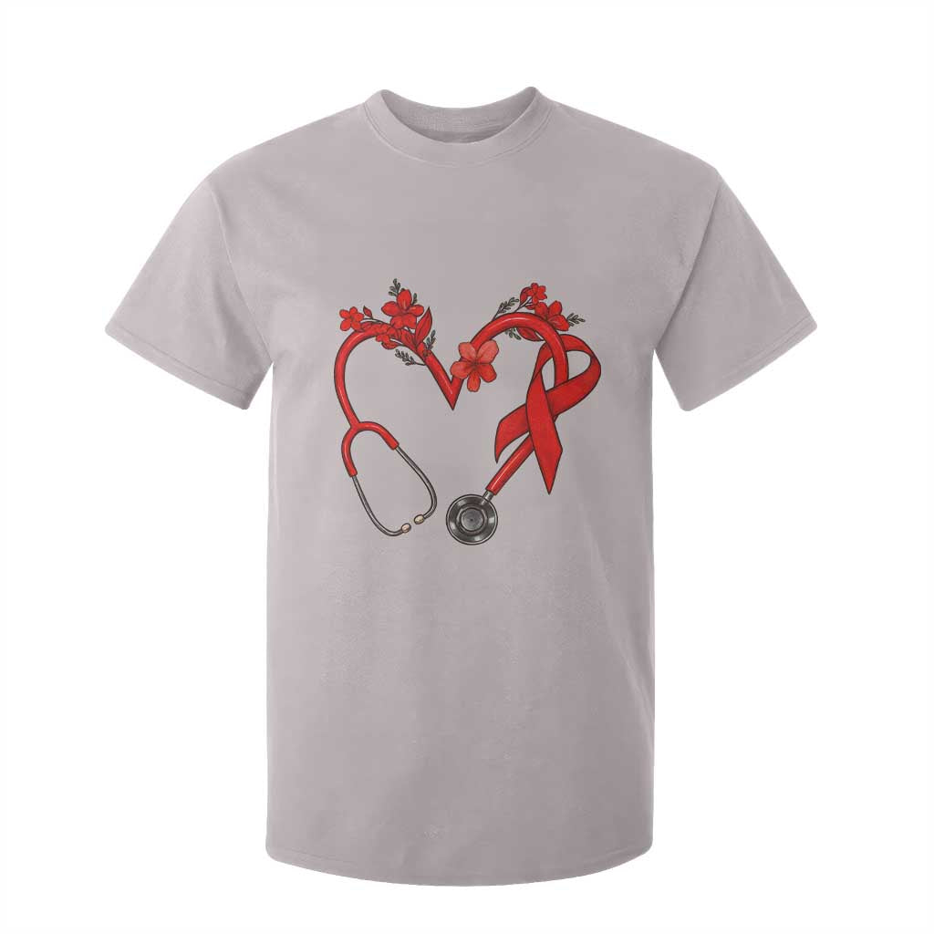 Healthcare Hero HIV Awareness T Shirt For Kid Red Ribbon Support Gift TS12 Ice Gray Print Your Wear
