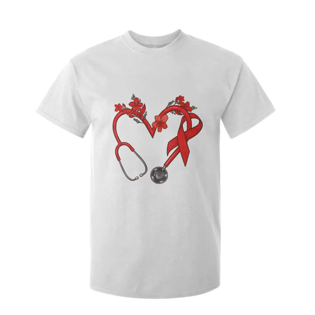 Healthcare Hero HIV Awareness T Shirt For Kid Red Ribbon Support Gift TS12 White Print Your Wear
