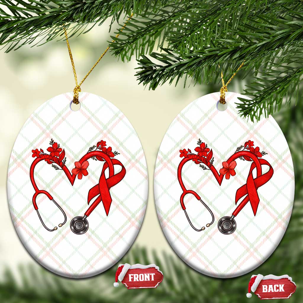Healthcare Hero HIV Awareness Ceramic Ornament Red Ribbon Support Gift TS12 Print Your Wear