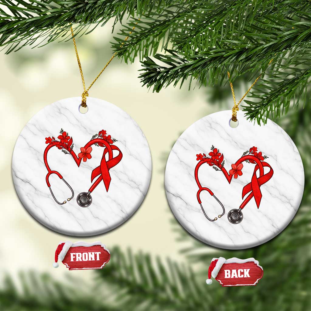 Healthcare Hero HIV Awareness Ceramic Ornament Red Ribbon Support Gift TS12 1pc White Marble Print Your Wear
