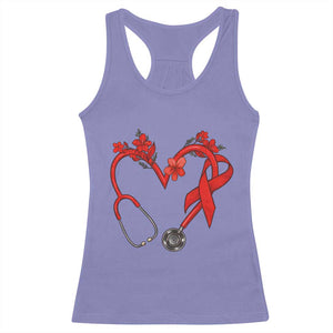 Healthcare Hero HIV Awareness Racerback Tank Top Red Ribbon Support Gift TS12 Violet Print Your Wear
