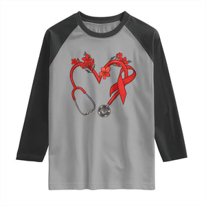 Healthcare Hero HIV Awareness Raglan Shirt Red Ribbon Support Gift TS12 Sport Gray Black Print Your Wear