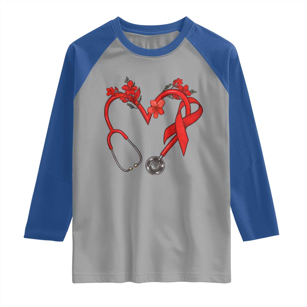 Healthcare Hero HIV Awareness Raglan Shirt Red Ribbon Support Gift TS12 Sport Gray Royal Print Your Wear