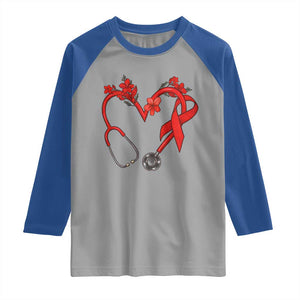 Healthcare Hero HIV Awareness Raglan Shirt Red Ribbon Support Gift TS12 Sport Gray Royal Print Your Wear
