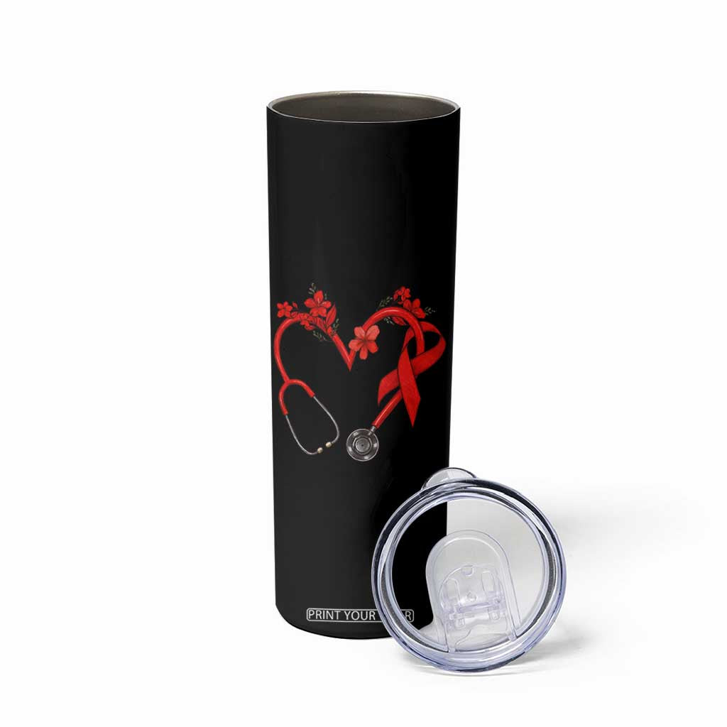 Healthcare Hero HIV Awareness Skinny Tumbler Red Ribbon Support Gift TS12 Print Your Wear
