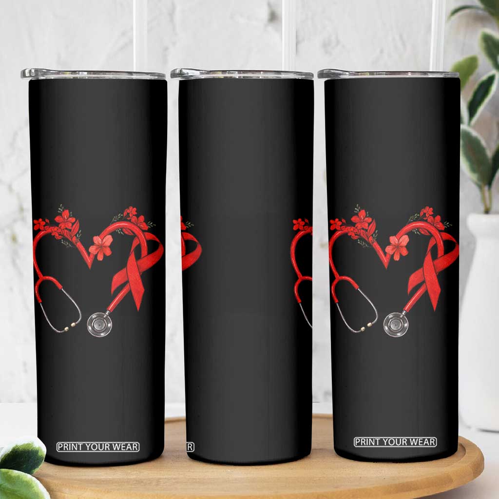 Healthcare Hero HIV Awareness Skinny Tumbler Red Ribbon Support Gift TS12 Print Your Wear