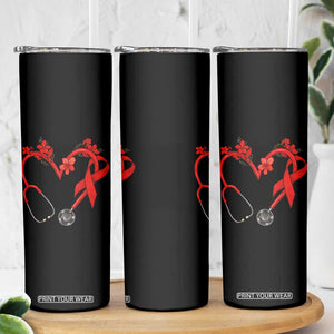 Healthcare Hero HIV Awareness Skinny Tumbler Red Ribbon Support Gift TS12 Print Your Wear