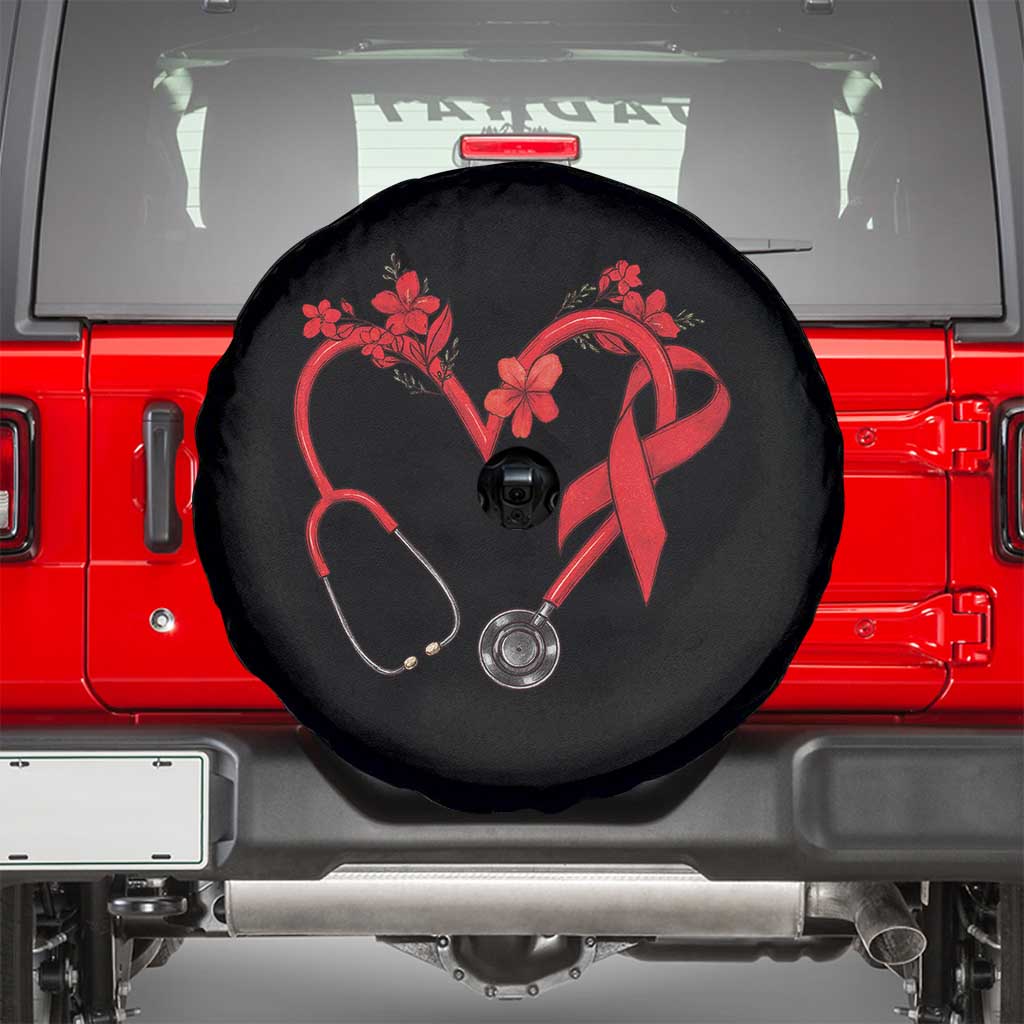 Healthcare Hero HIV Awareness Spare Tire Cover Red Ribbon Support Gift TS12 Black Print Your Wear