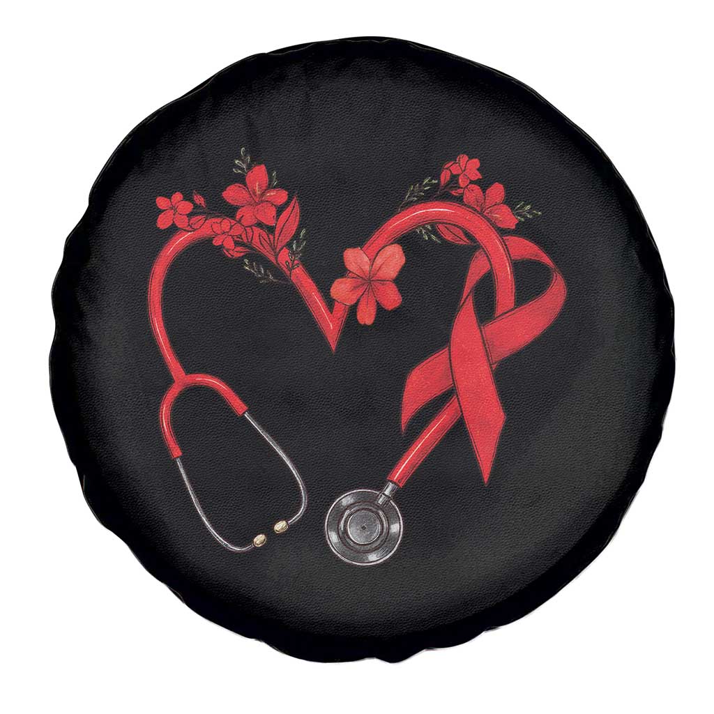 Healthcare Hero HIV Awareness Spare Tire Cover Red Ribbon Support Gift TS12 Print Your Wear