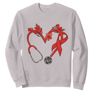 Healthcare Hero HIV Awareness Sweatshirt Red Ribbon Support Gift TS12 Ice Gray Print Your Wear