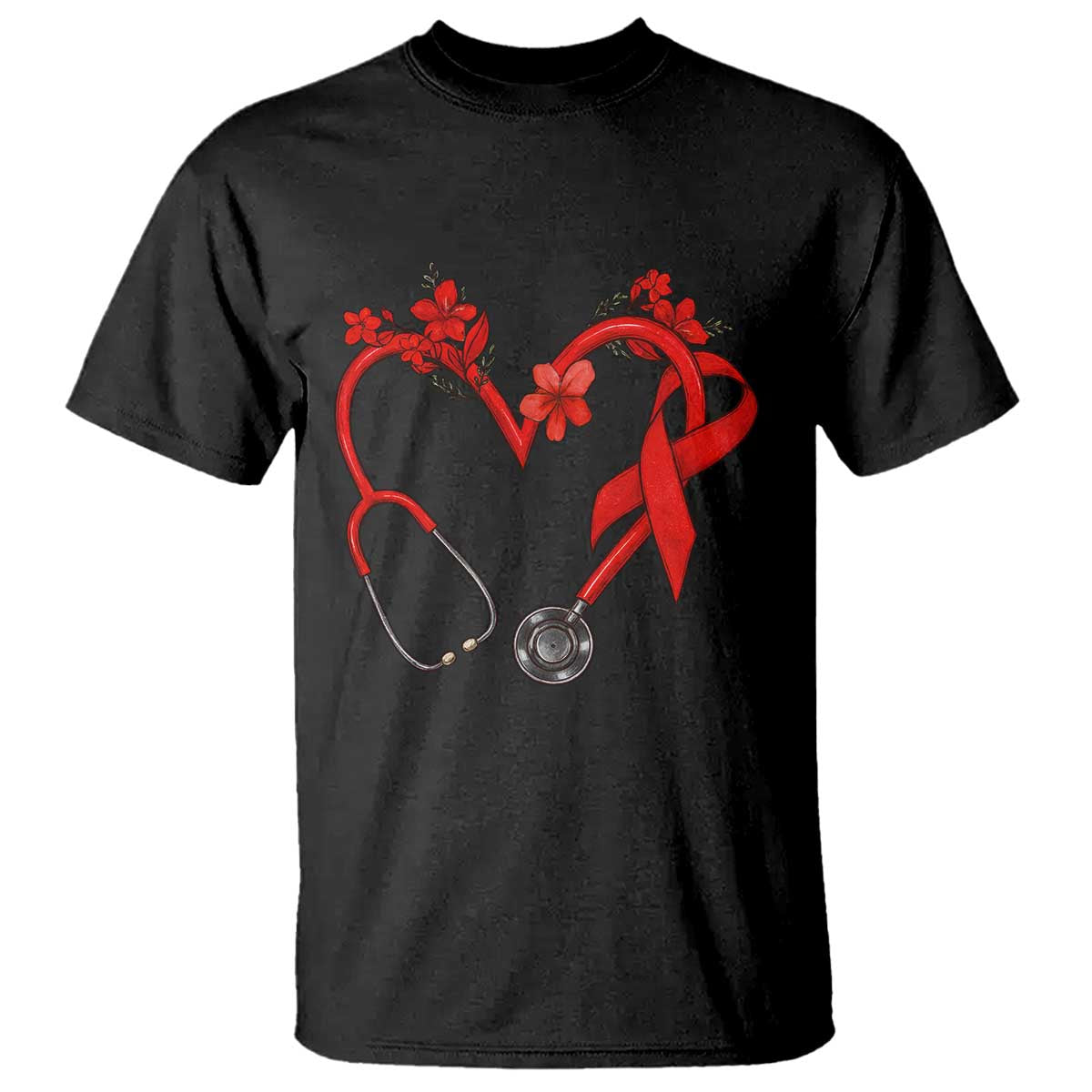 Healthcare Hero HIV Awareness T Shirt Red Ribbon Support Gift TS12 Black Print Your Wear
