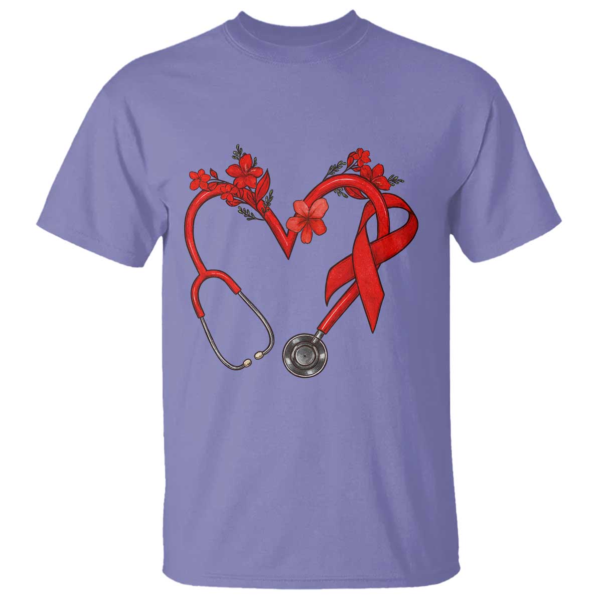 Healthcare Hero HIV Awareness T Shirt Red Ribbon Support Gift TS12 Violet Print Your Wear