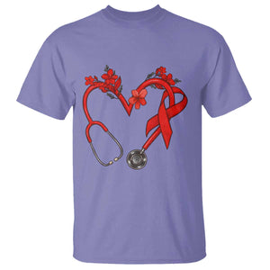 Healthcare Hero HIV Awareness T Shirt Red Ribbon Support Gift TS12 Violet Print Your Wear