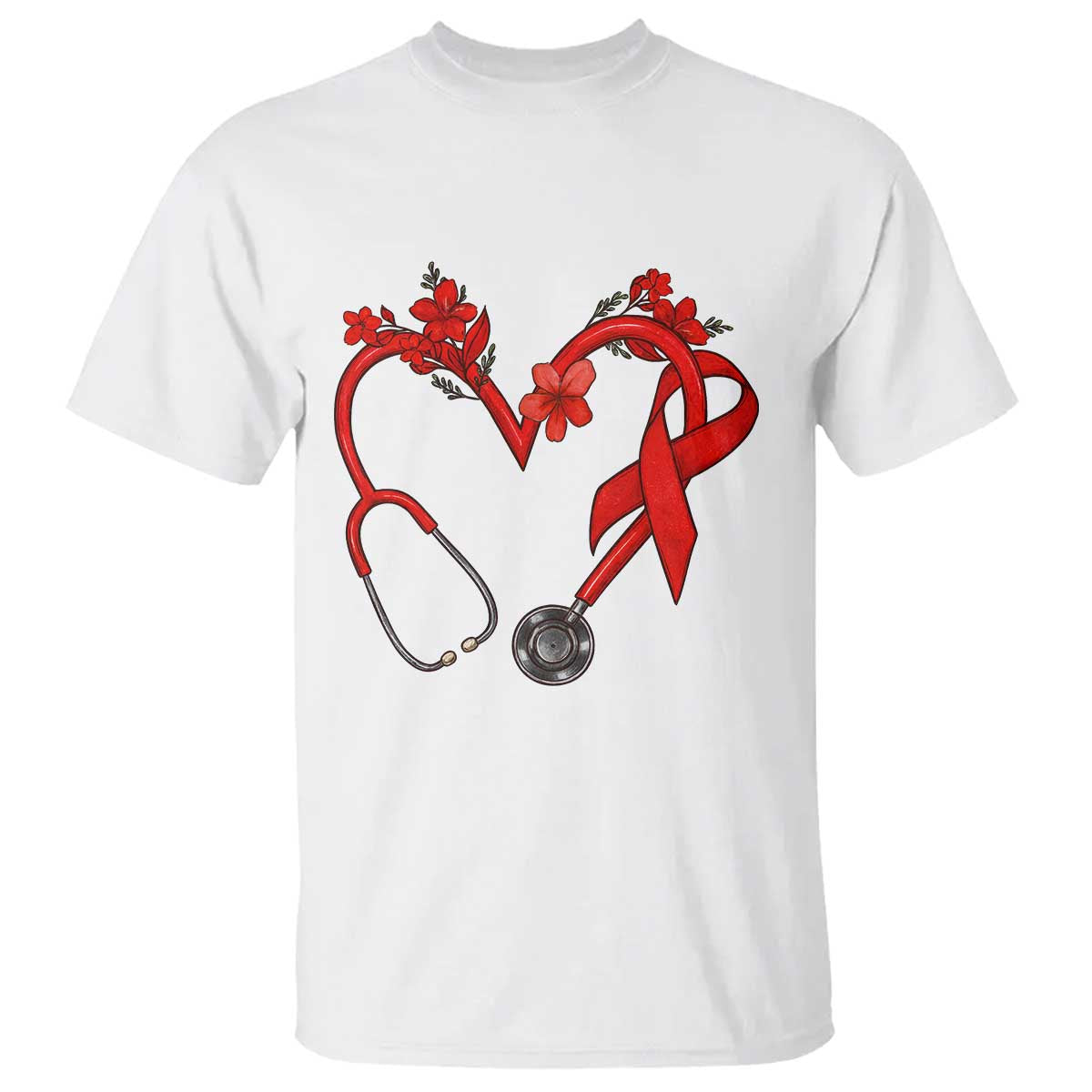 Healthcare Hero HIV Awareness T Shirt Red Ribbon Support Gift TS12 White Print Your Wear