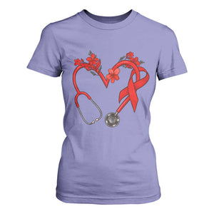 Healthcare Hero HIV Awareness T Shirt For Women Red Ribbon Support Gift TS12 Violet Print Your Wear