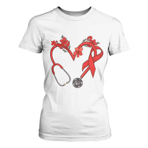 Healthcare Hero HIV Awareness T Shirt For Women Red Ribbon Support Gift TS12 White Print Your Wear