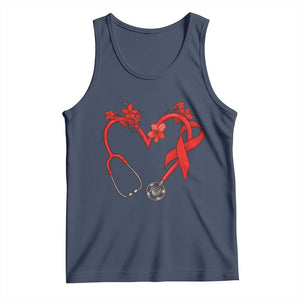 Healthcare Hero HIV Awareness Tank Top Red Ribbon Support Gift TS12 Navy Print Your Wear