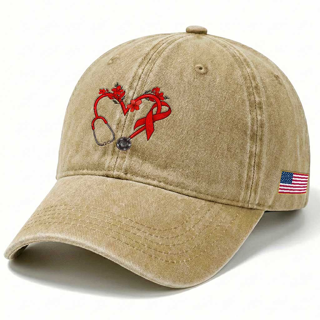 Healthcare Hero HIV Awareness Washed Cotton Baseball Cap Red Ribbon Support Gift TS12 Print Your Wear
